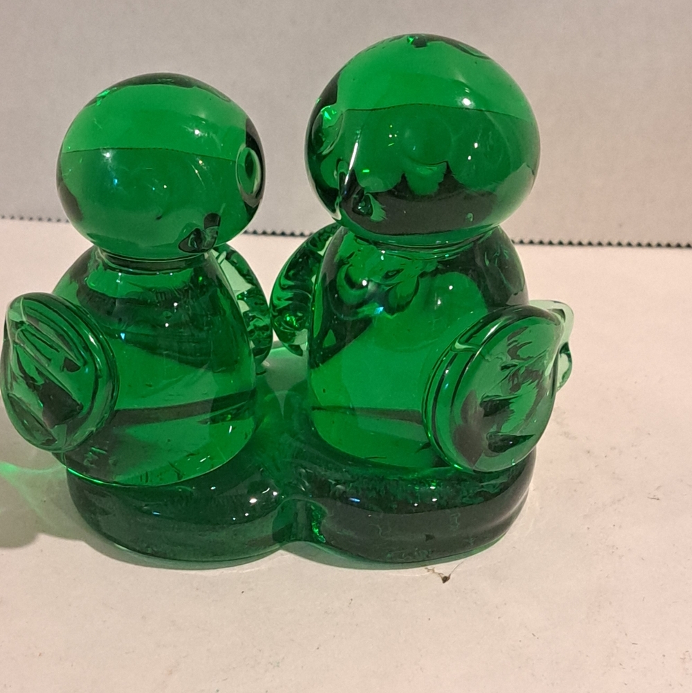 Ron Ray Hand Blown Art Glass Pair Couple Birds Love Birds.